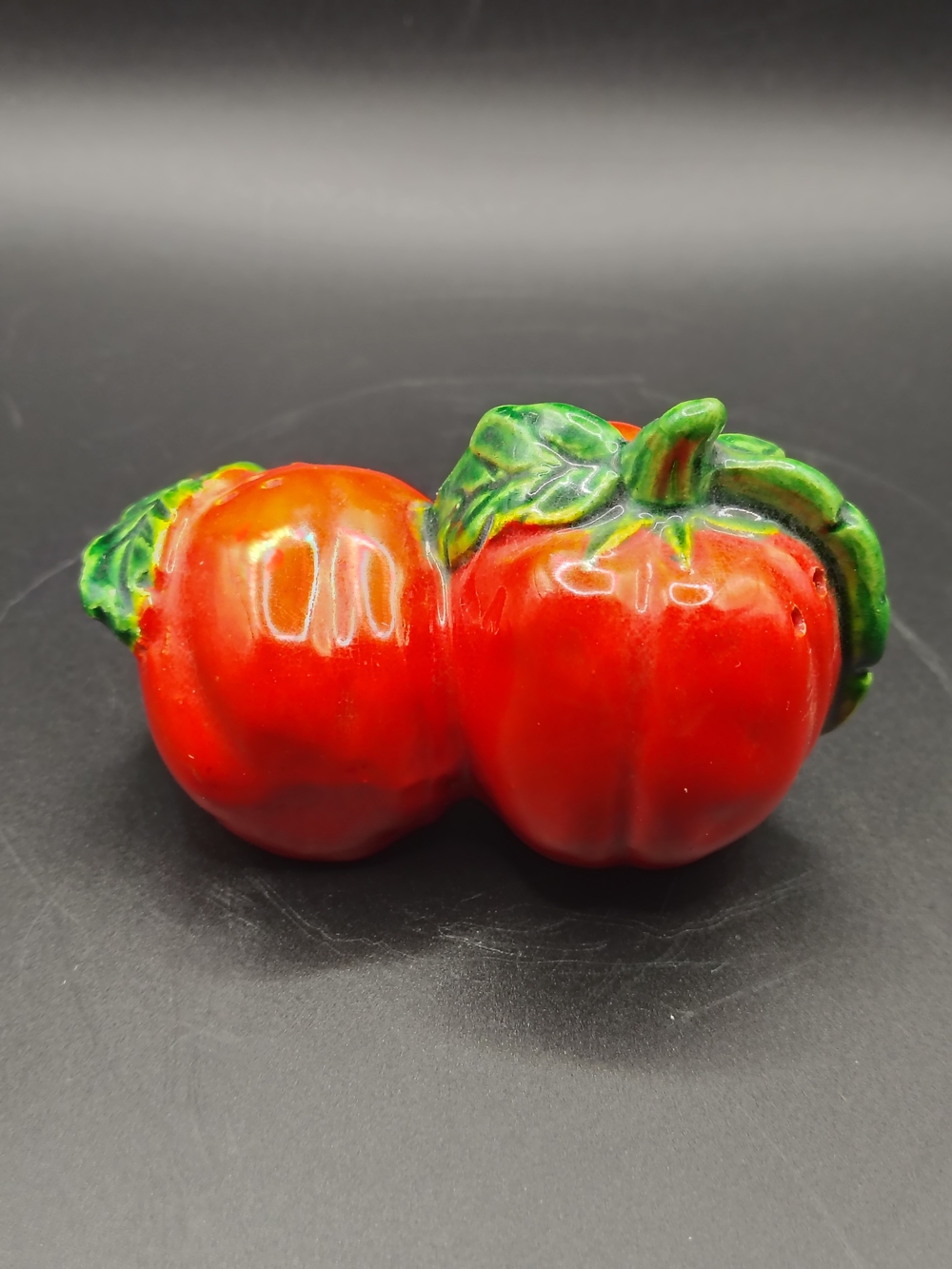 Vintage Ceramic Red Tomato Salt & Pepper Shaker Set